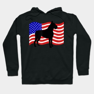 Boxer Dog American Flag Vintage Retro Hoodie